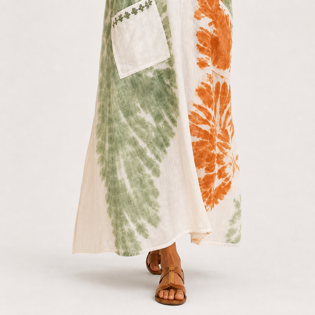 Mariam Tie-Dye Green Kaftan