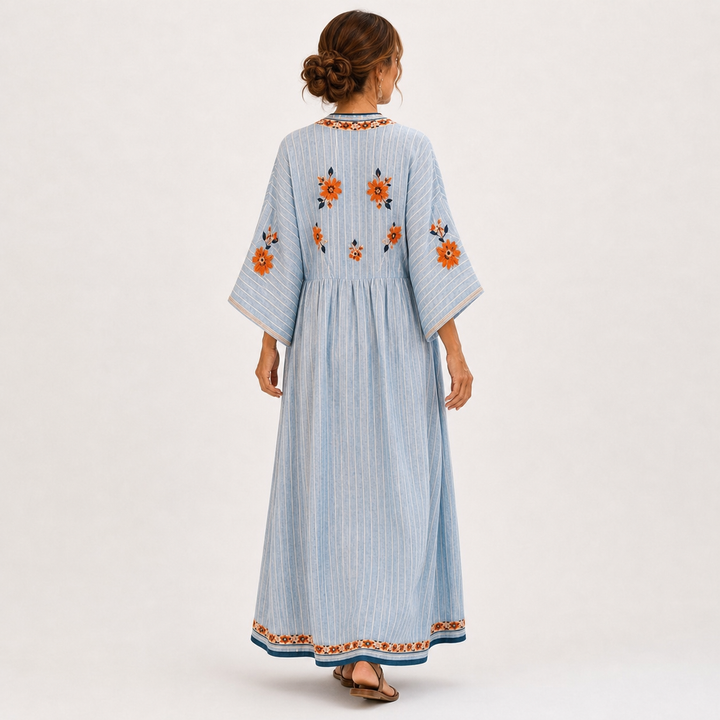 Embroidered Blue Marina Caftan