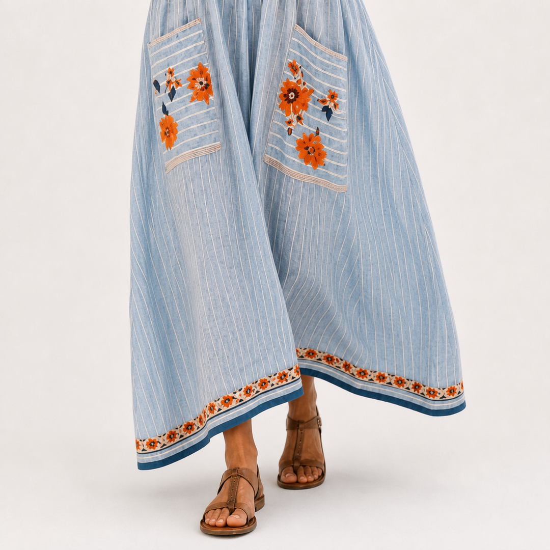 Embroidered Blue Marina Caftan