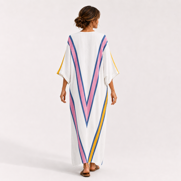 Multicolor White Sara Caftan