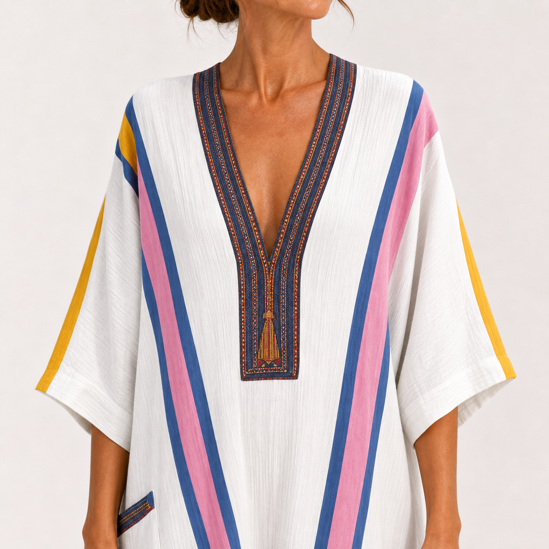 Multicolor White Sara Caftan