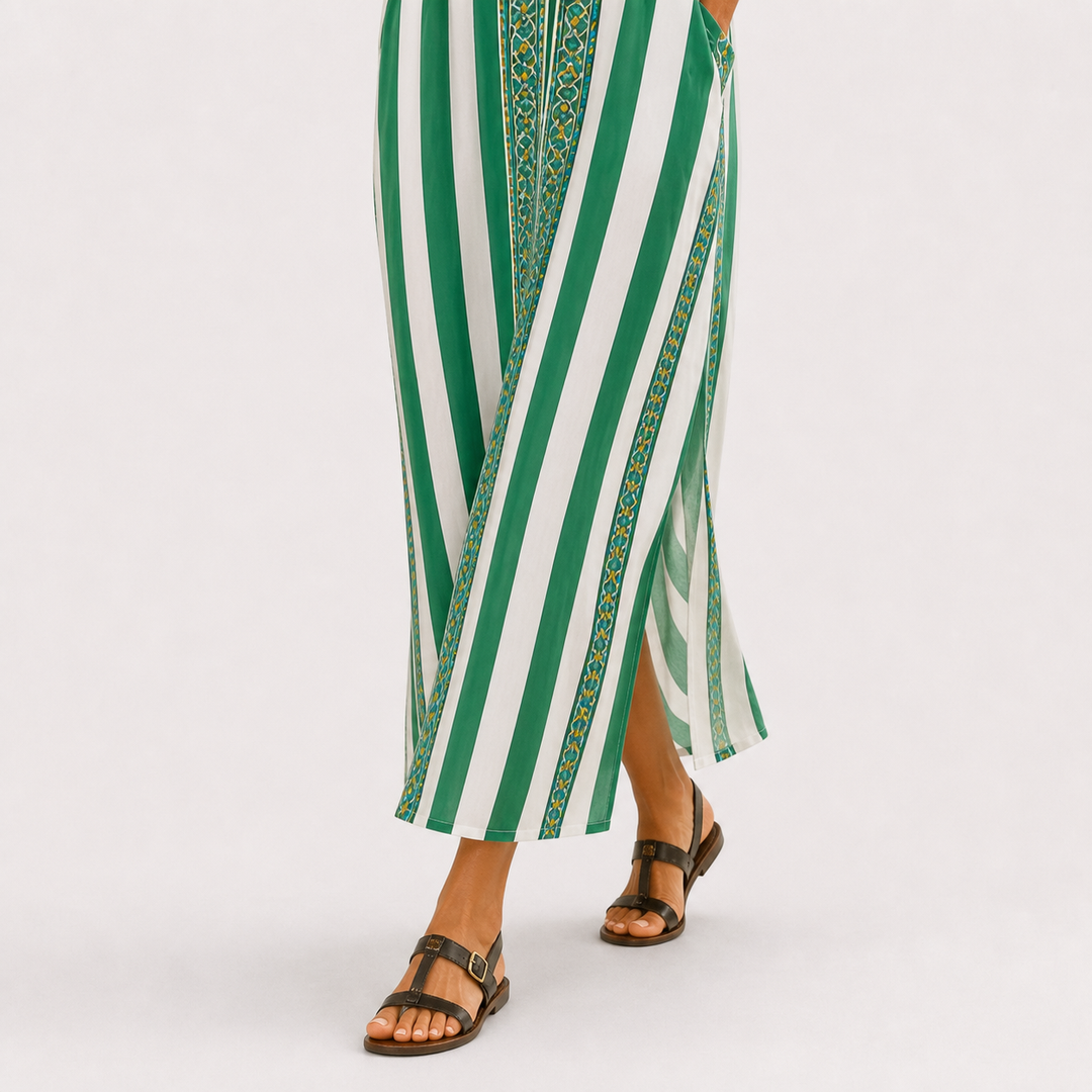 Zoe Green Striped Caftan