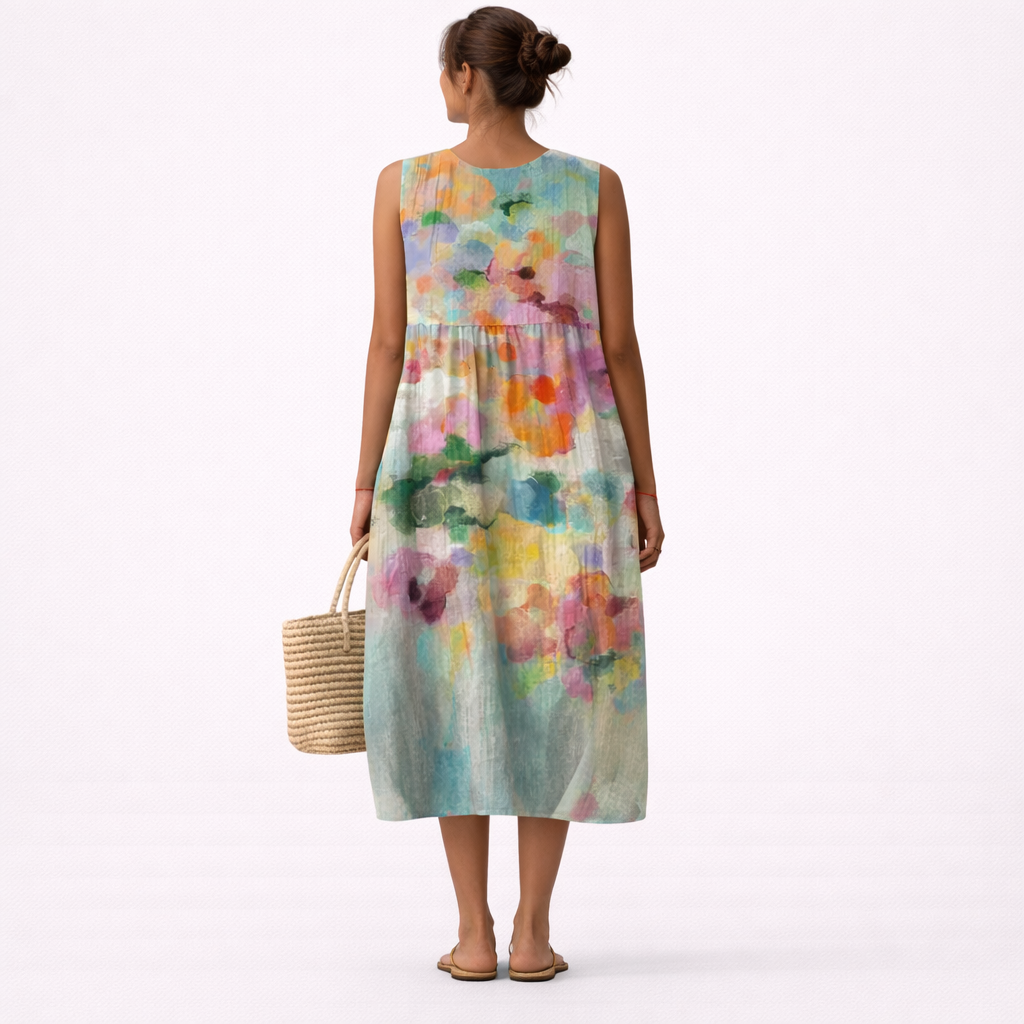 Yolanda | Elegant Multicolor Midi Dress