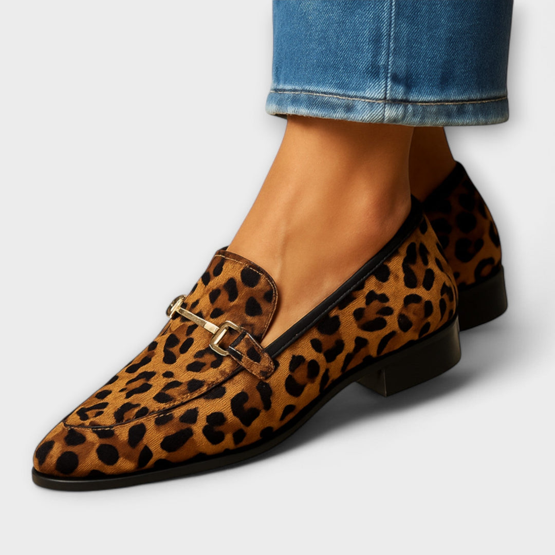 Rita | Printed Loafers with Decorative Buckle
