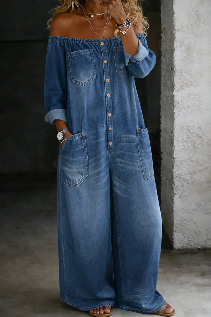 Rethabile | Sidonie | Combinazione in denim con spalle scoperte