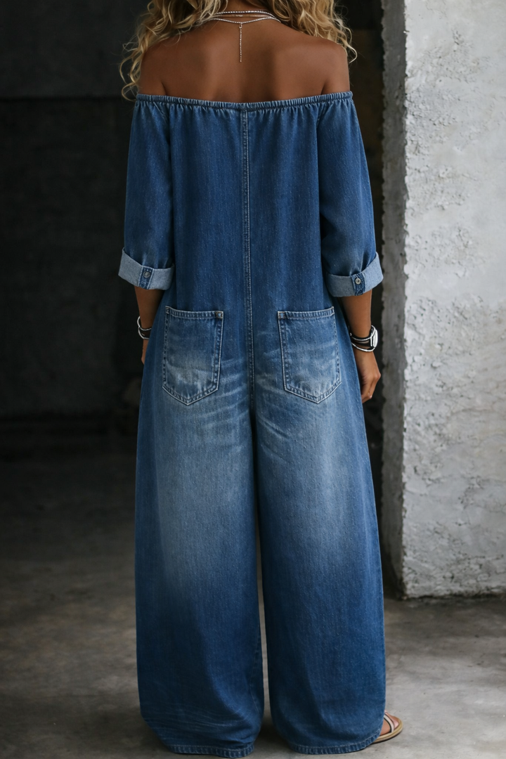 Rethabile | Sidonie | Combinazione in denim con spalle scoperte