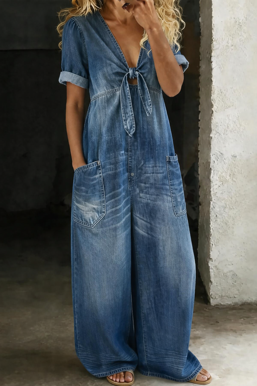 Naledi | Garance | Tuta in denim con scollo a V