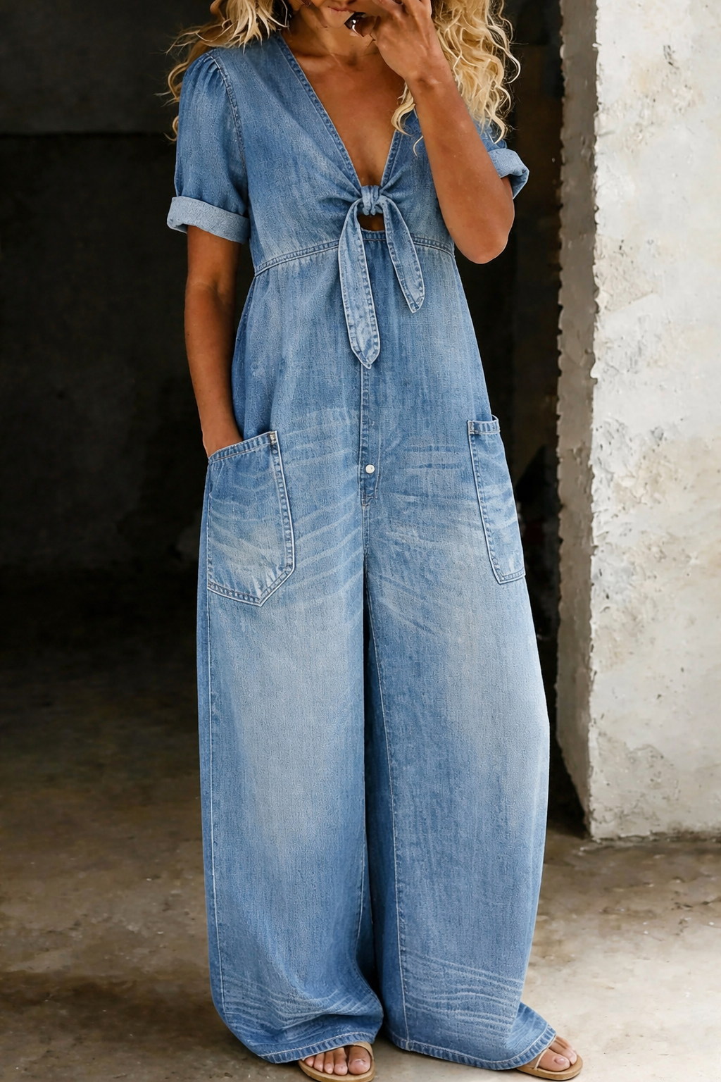 Naledi | Garance | Tuta in denim con scollo a V