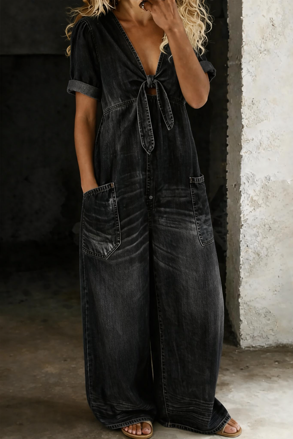 Naledi | Garance | Tuta in denim con scollo a V