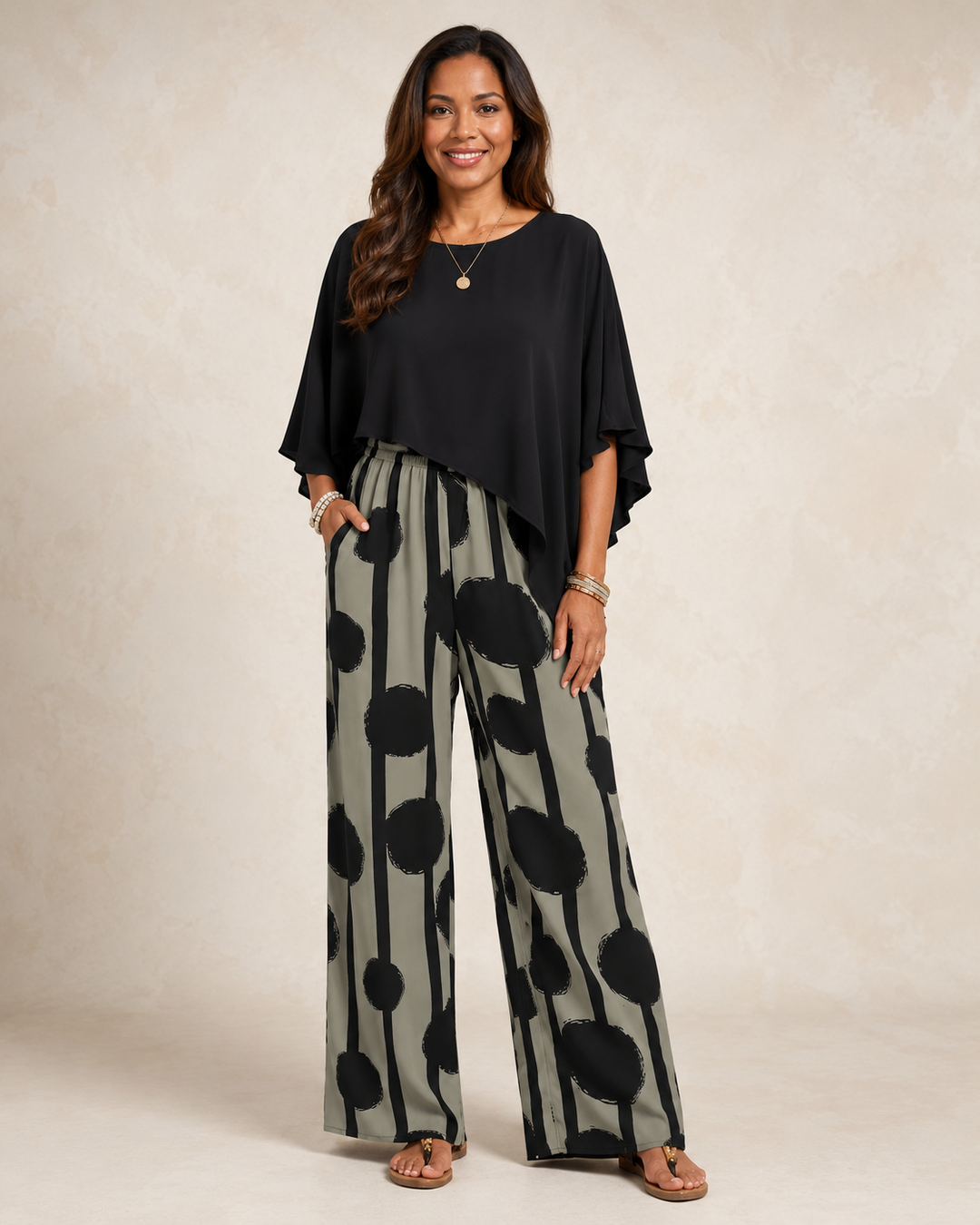 Valeriana | Asymmetrical Top and Boho Pants Set