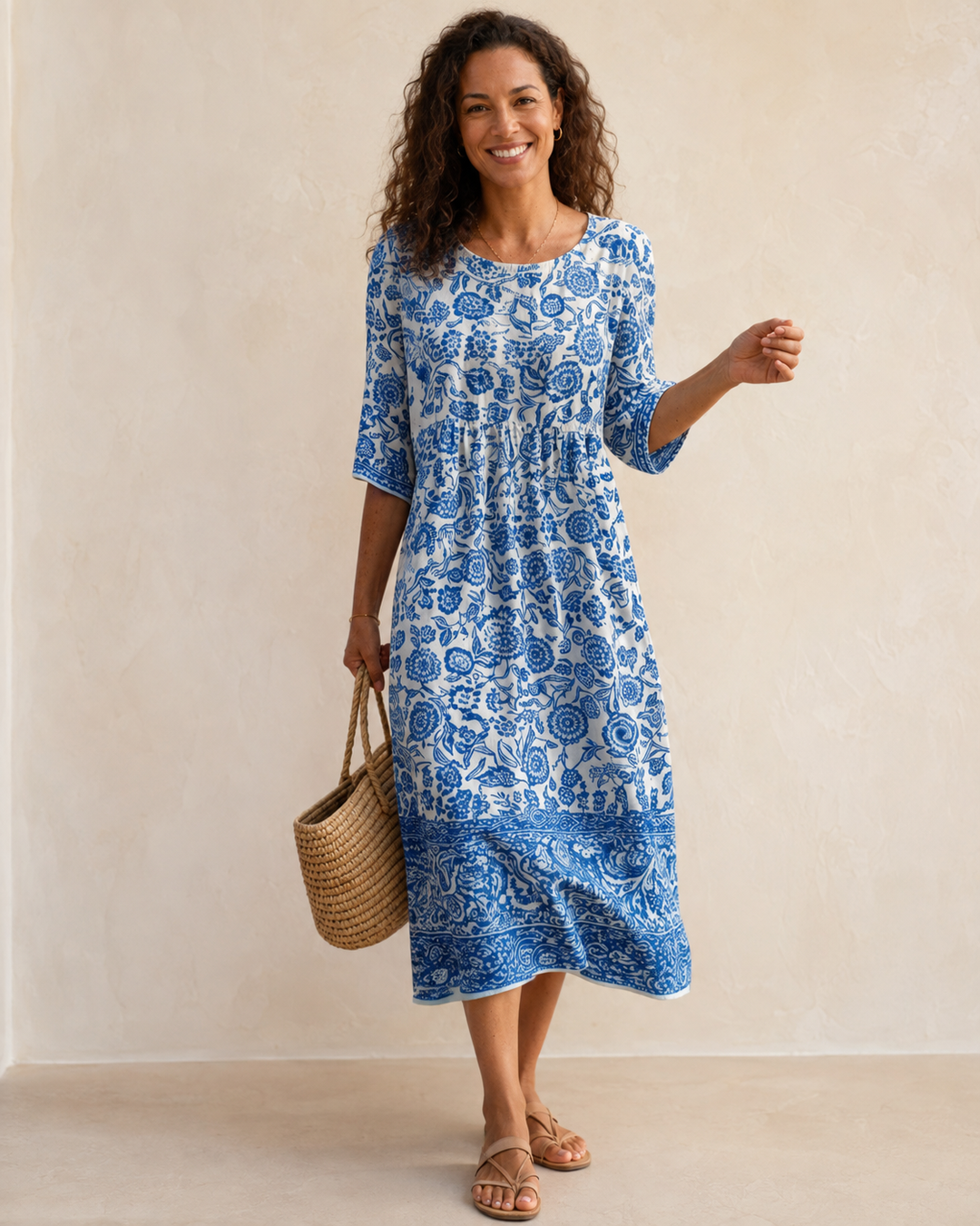 Lesedi | Round Neck Maxi Dress with Embroidery
