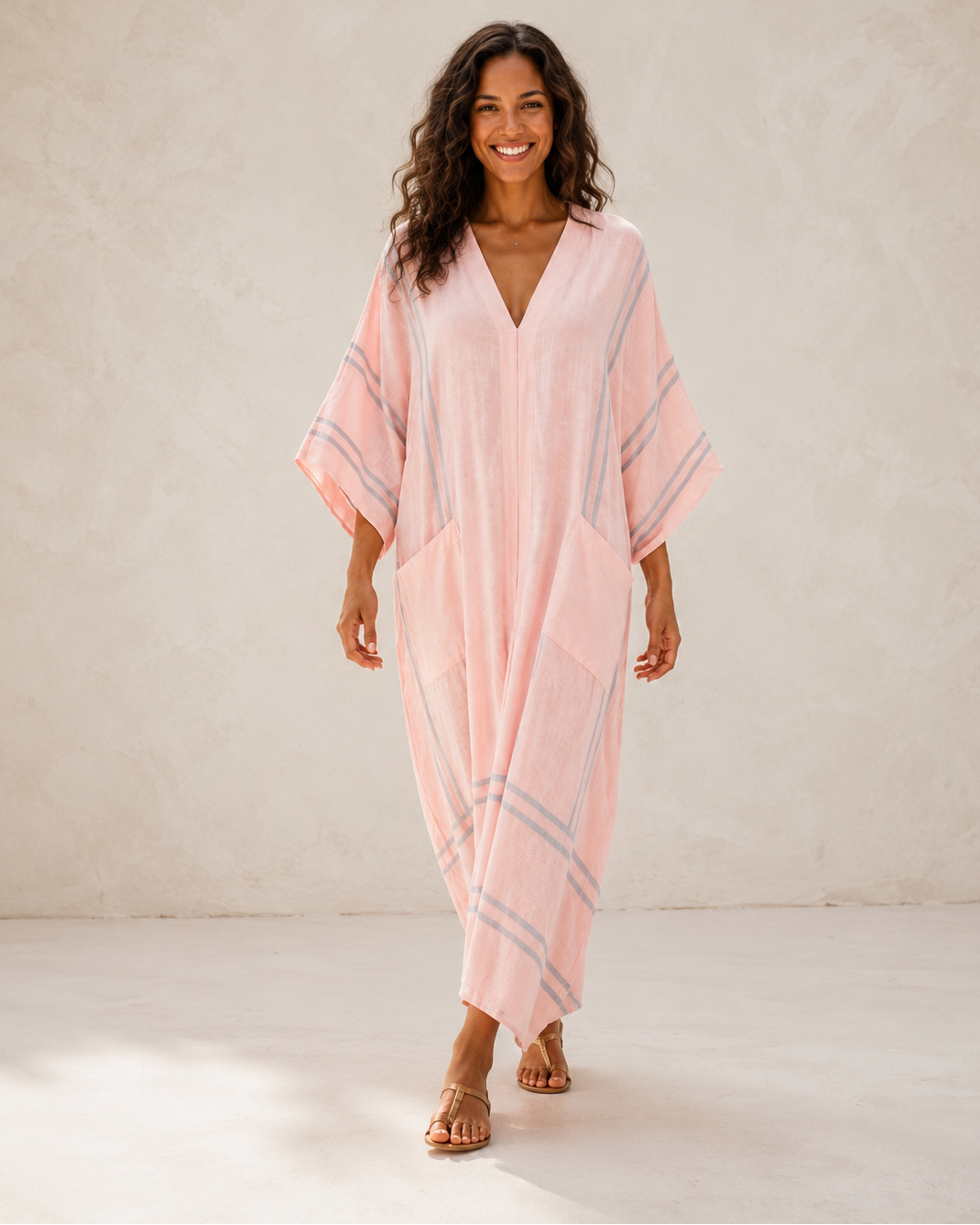 Soraya Striped Pink Kaftan