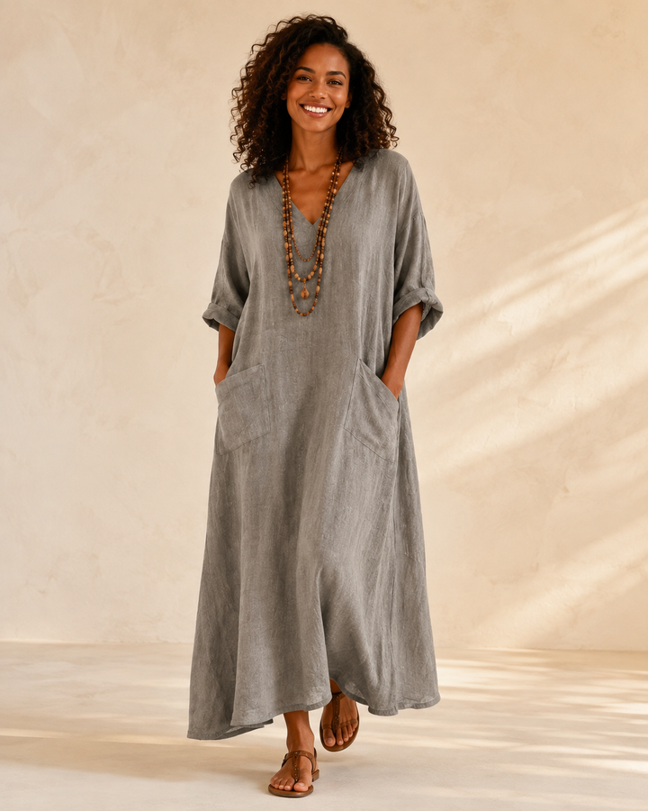 Valentina Gray Solid Caftan