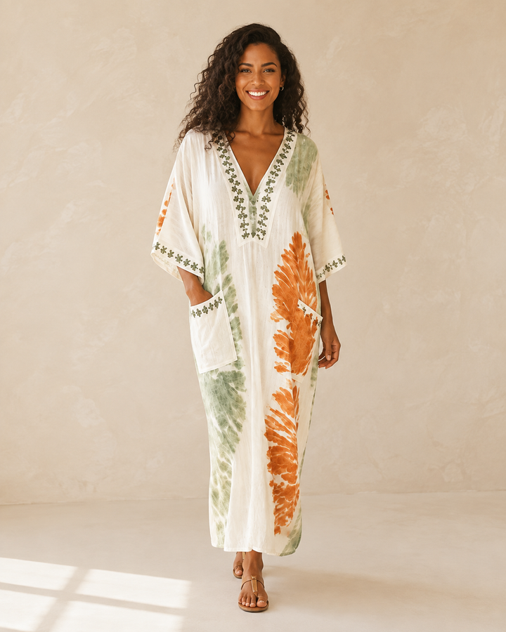 Mariam Tie-Dye Green Kaftan