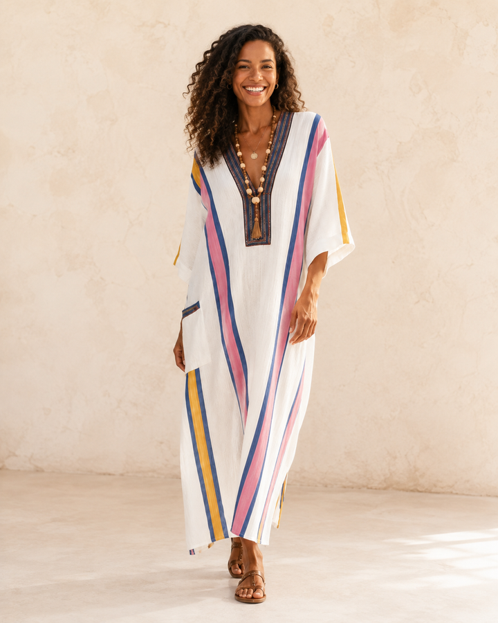 Amira White Ethnic Caftan