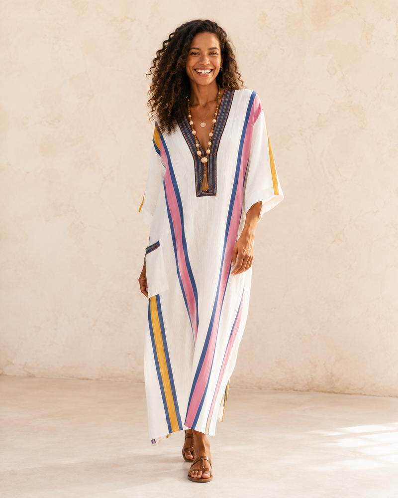 Amira White Ethnic Caftan
