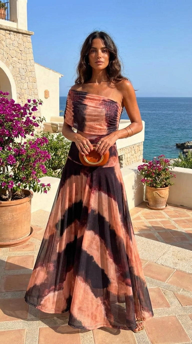 Zanele | Dress with Orange and Brown Print