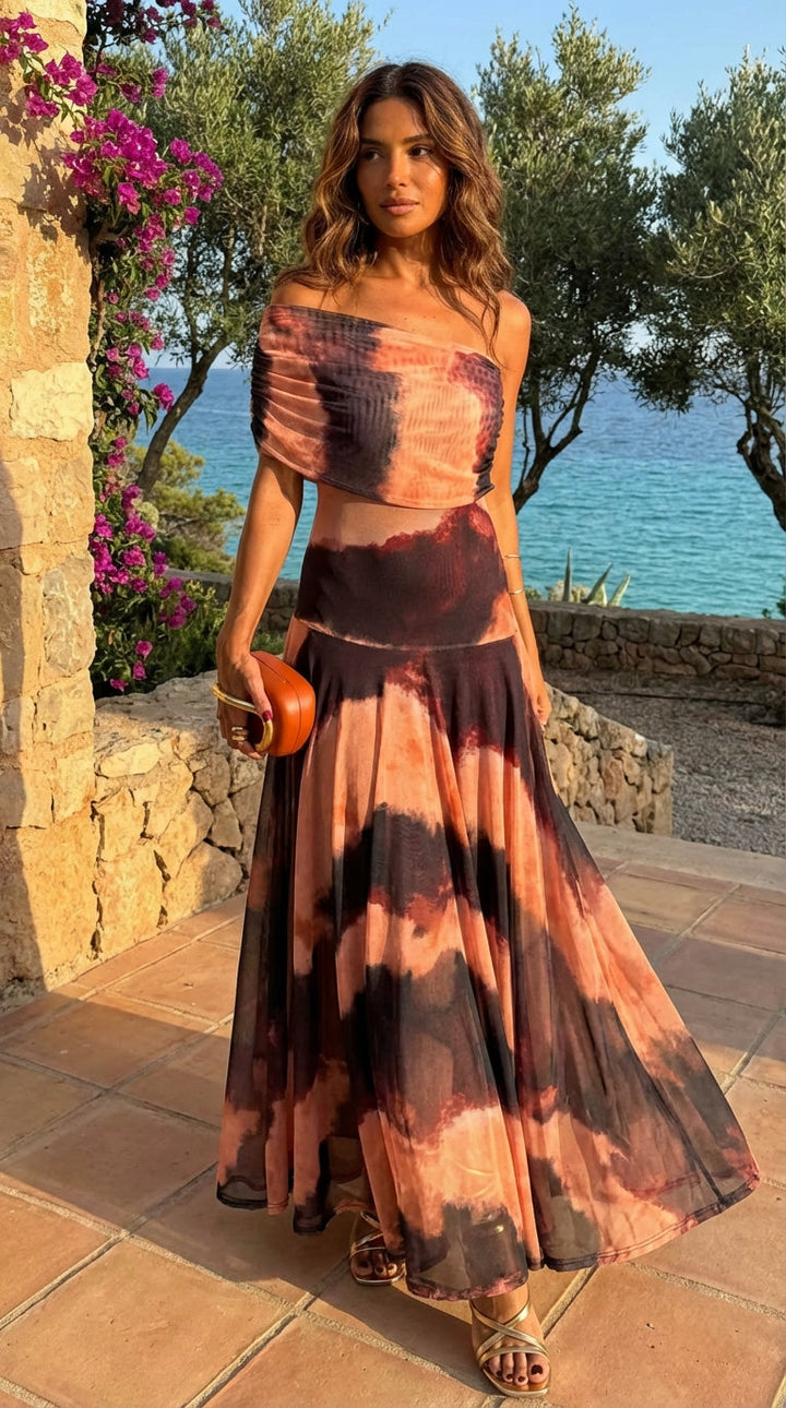 Zanele | Dress with Orange and Brown Print