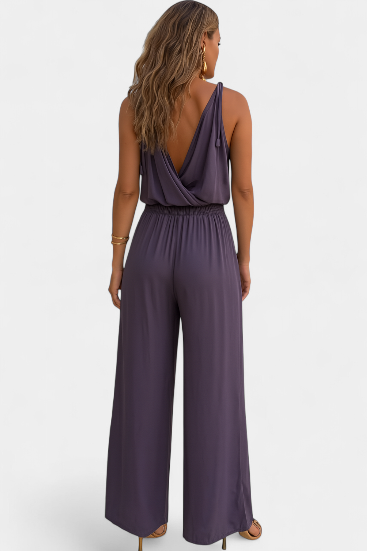 Donatila | Unique Jumpsuit with Golden Details and Open Leg