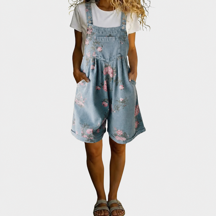 Yoliswa | Eugénie | Tuta in denim floreale lavato vintage