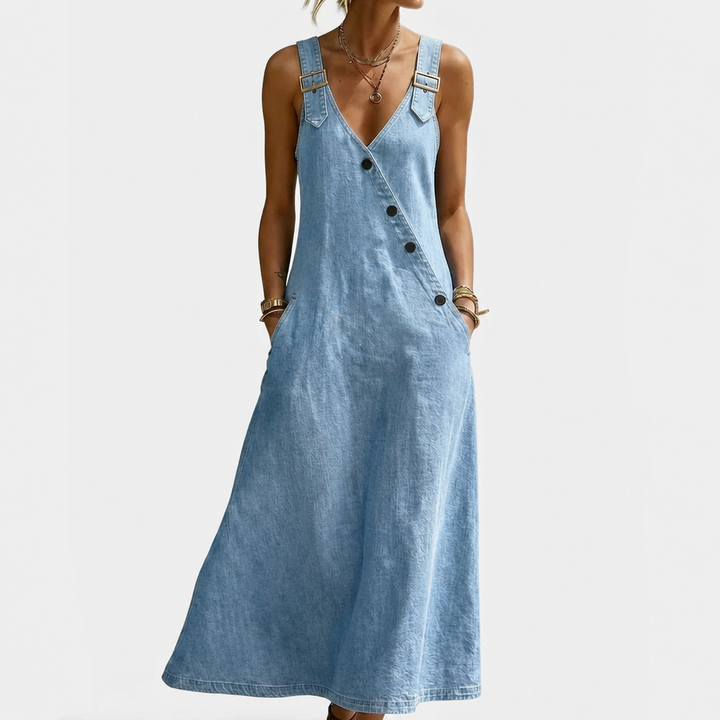 Thandi | Lalie | Abito lungo in denim con bottoni