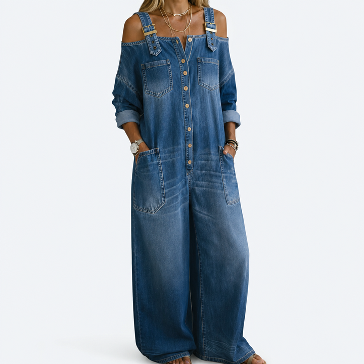 Zanele | Pernelle | Tuta in denim con spalle scoperte