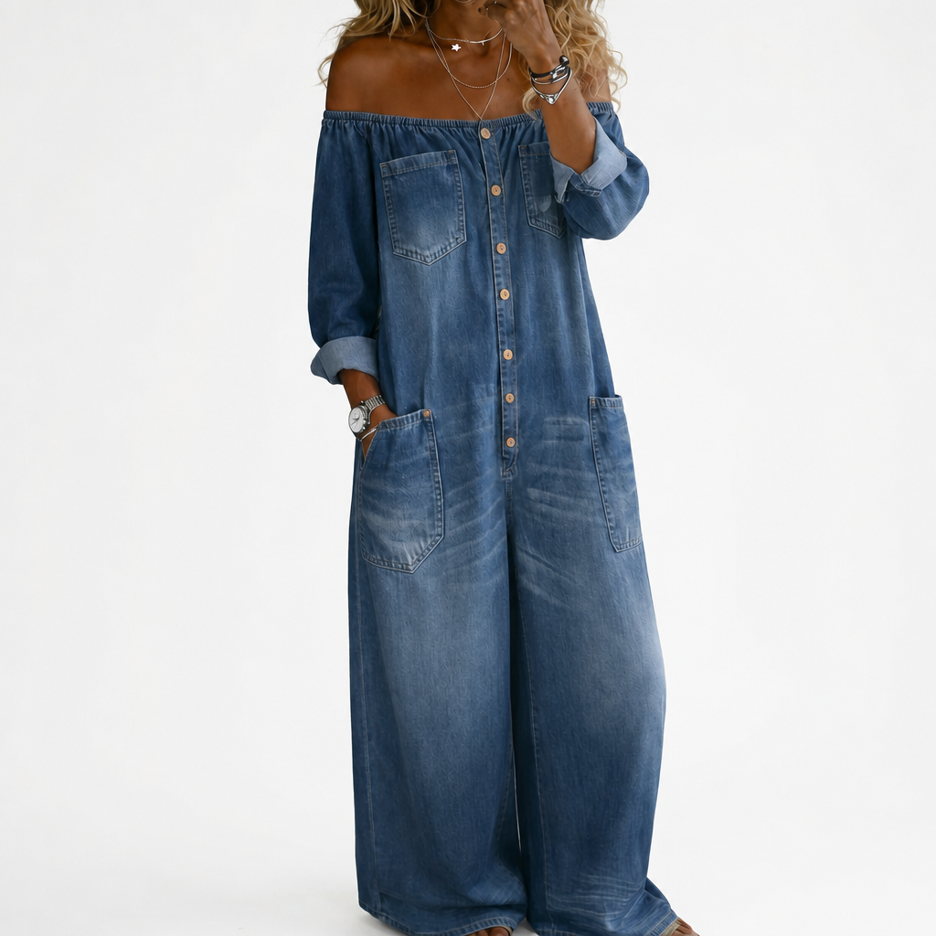 Rethabile | Sidonie | Combinazione in denim con spalle scoperte
