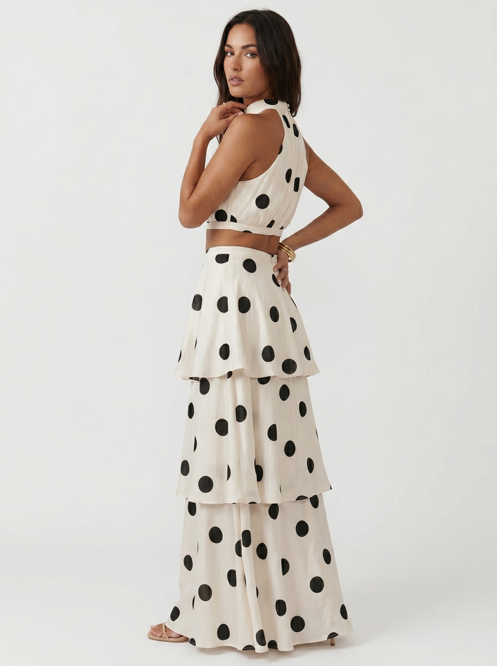 Kelsey | Polka Dot Top and Long Skirt Set