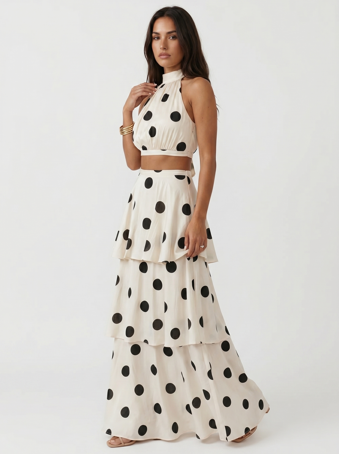 Kelsey | Polka Dot Top and Long Skirt Set