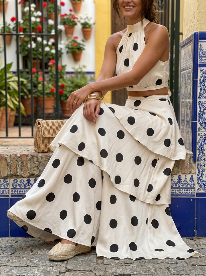 Kelsey | Polka Dot Top and Long Skirt Set