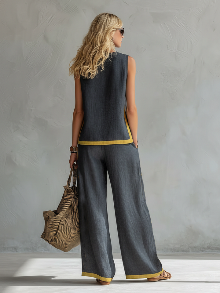 Two-Piece Aurora Linen Set in Blue