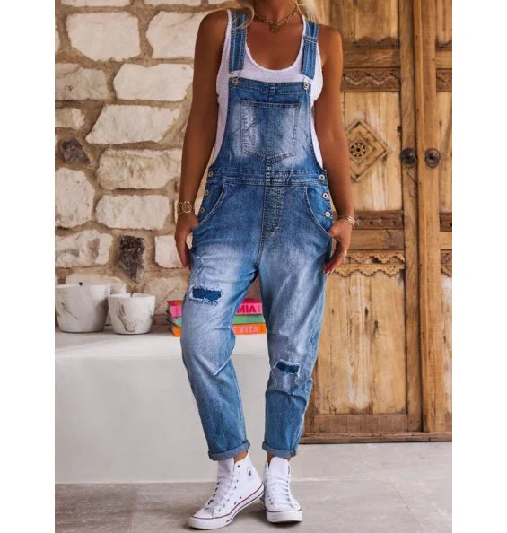 Claudia | Denim Jumpsuit with Straps