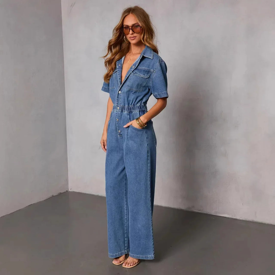 Mónica | Denim Jumpsuit with V-Neck
