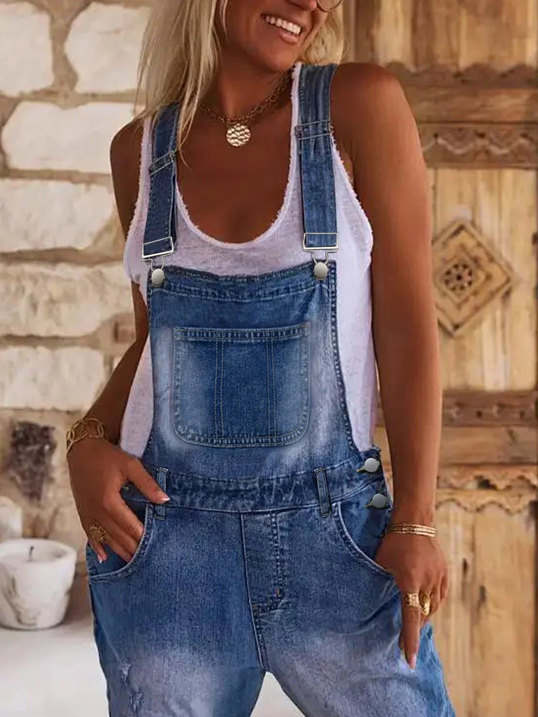 Claudia | Denim Jumpsuit with Straps