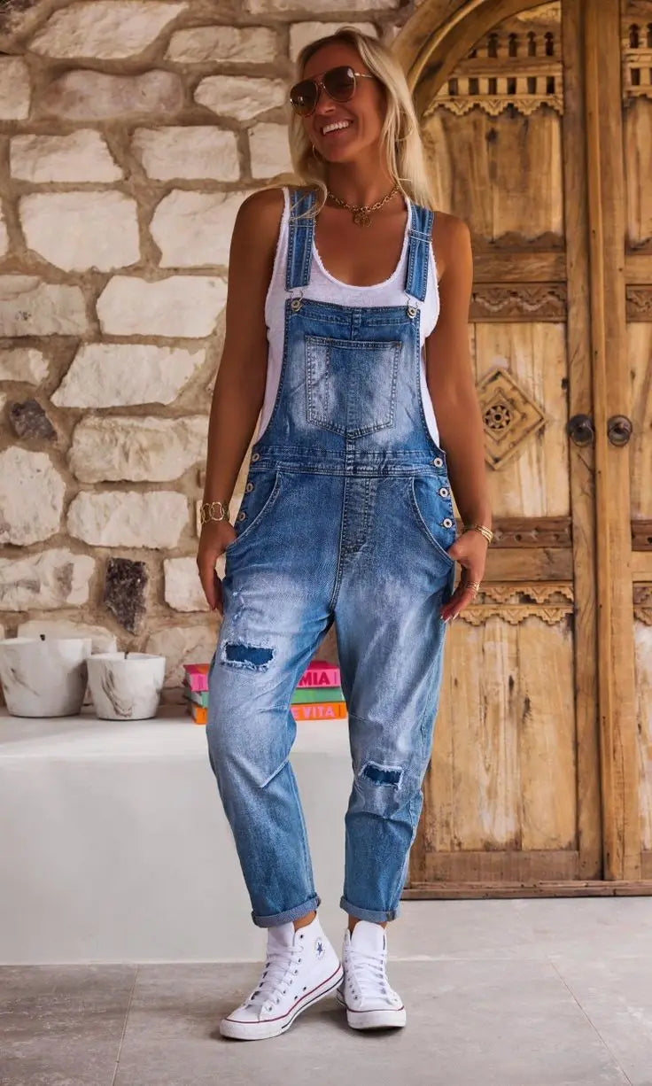 Claudia | Denim Jumpsuit with Straps