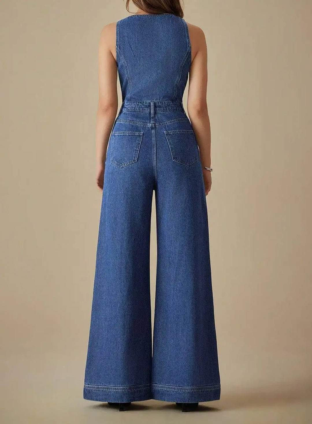 Celia | Denim Jumpsuit with U Neckline
