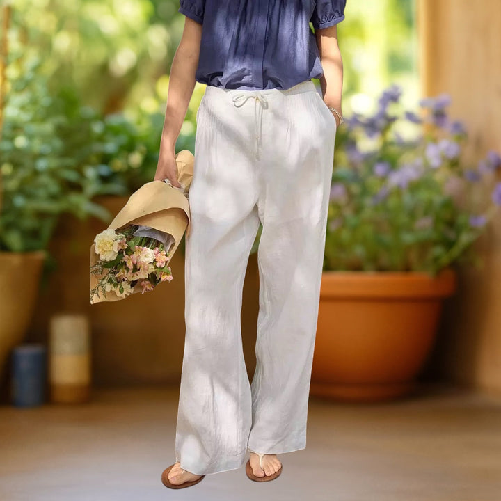 Camille | Wide-Leg Cotton-Linen Pants