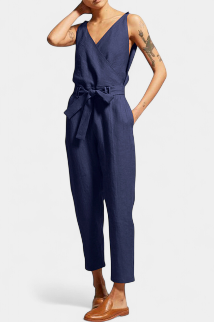 Maggie | Mono Without Sleeves with V-Neck and Crossed Waist in Cotton