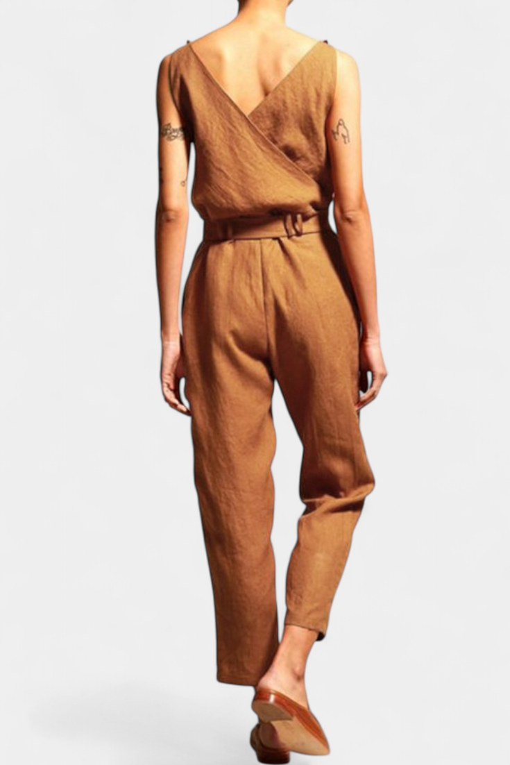 Maggie | Mono Without Sleeves with V-Neck and Crossed Waist in Cotton