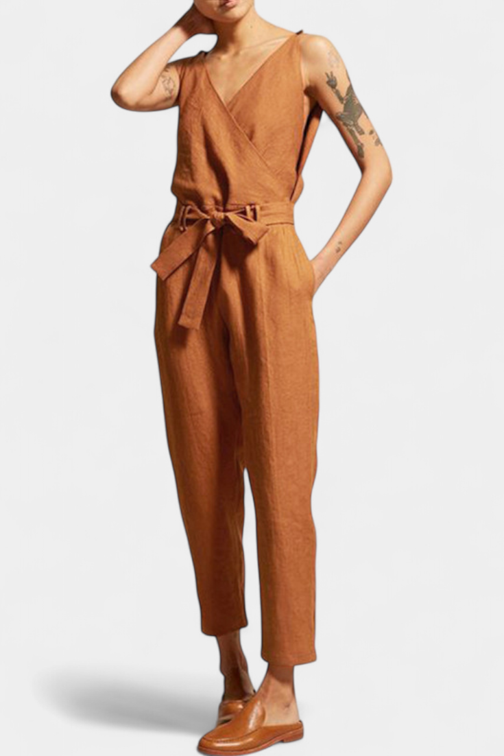 Maggie | Mono Without Sleeves with V-Neck and Crossed Waist in Cotton