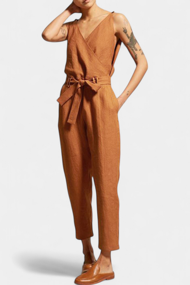 Maggie | Mono Without Sleeves with V-Neck and Crossed Waist in Cotton