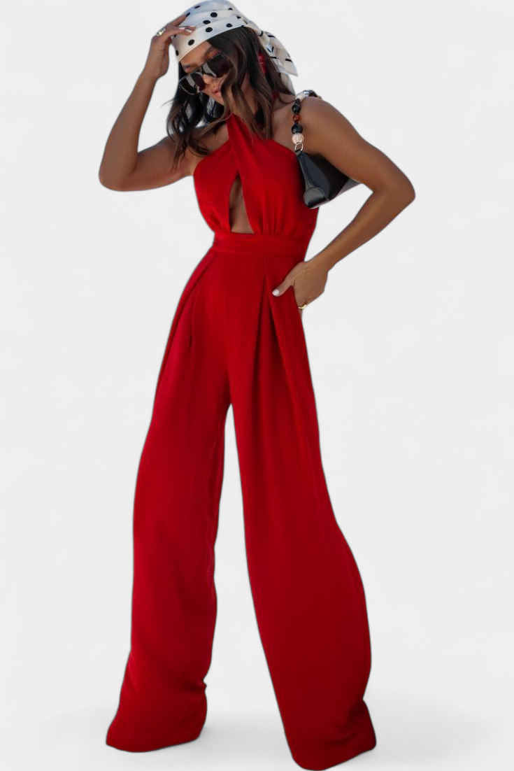 Jessica | Mono Halter Crossback with Open Back and Wide Leg