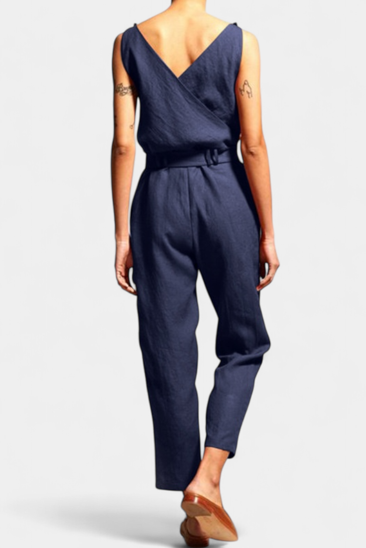 Maggie | Mono Without Sleeves with V-Neck and Crossed Waist in Cotton