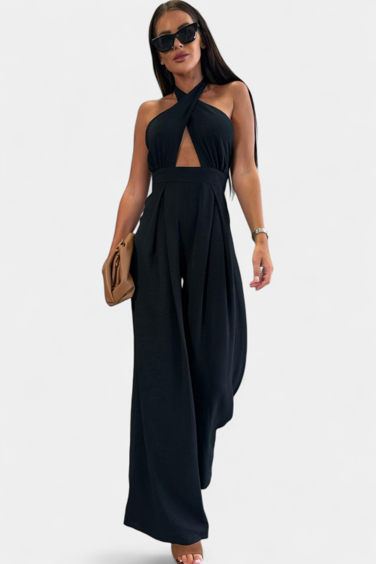 Jessica | Mono Halter Crossback with Open Back and Wide Leg
