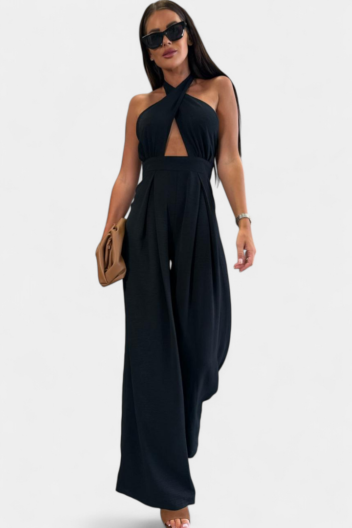 Jessica | Mono Halter Crossback with Open Back and Wide Leg