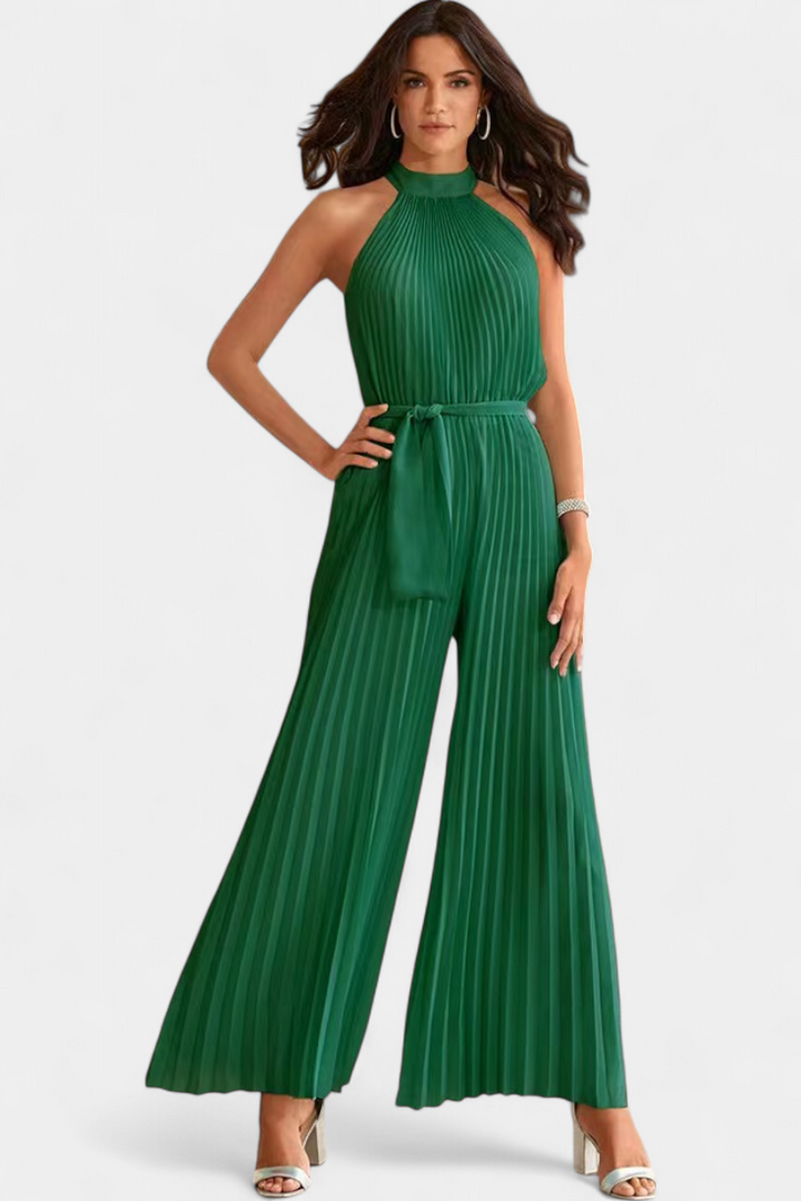 Patrizia | Mono Palazzo Pleated with Halter Neck