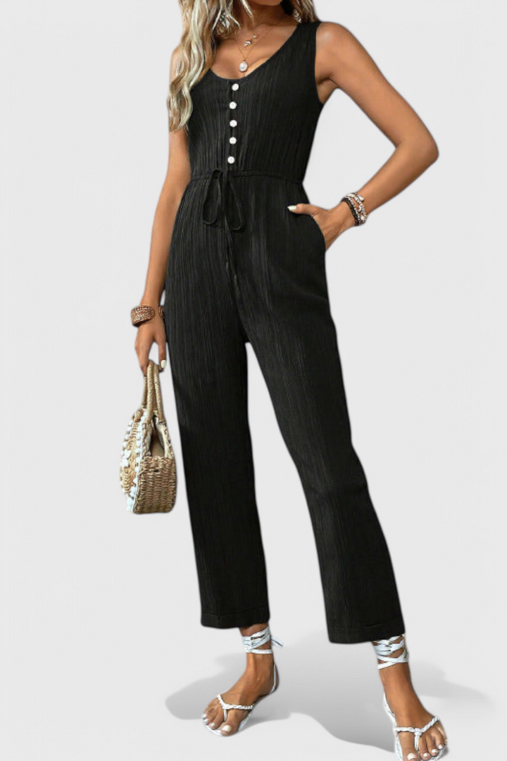 Marisela | Textured Jumpsuit with V-Neck