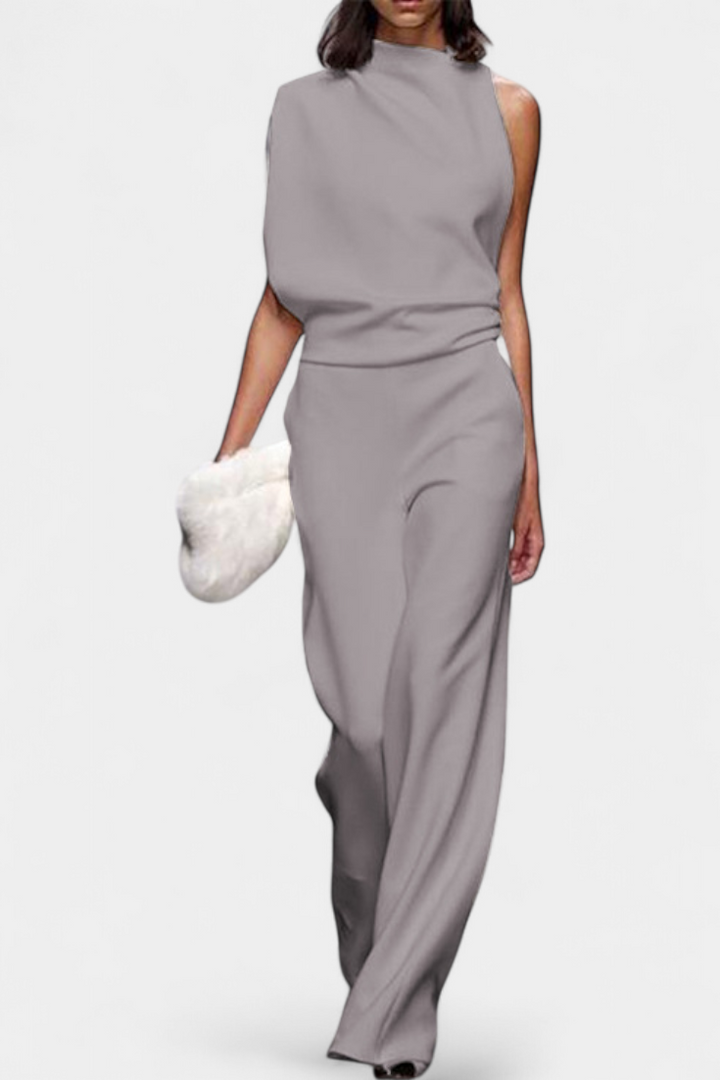 Etta | Asymmetrical Fluid Leg Jumpsuit