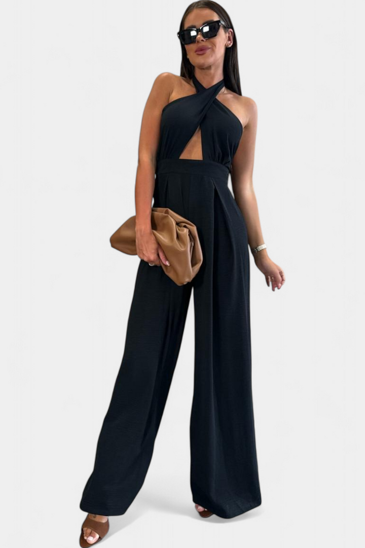 Jessica | Mono Halter Crossback with Open Back and Wide Leg
