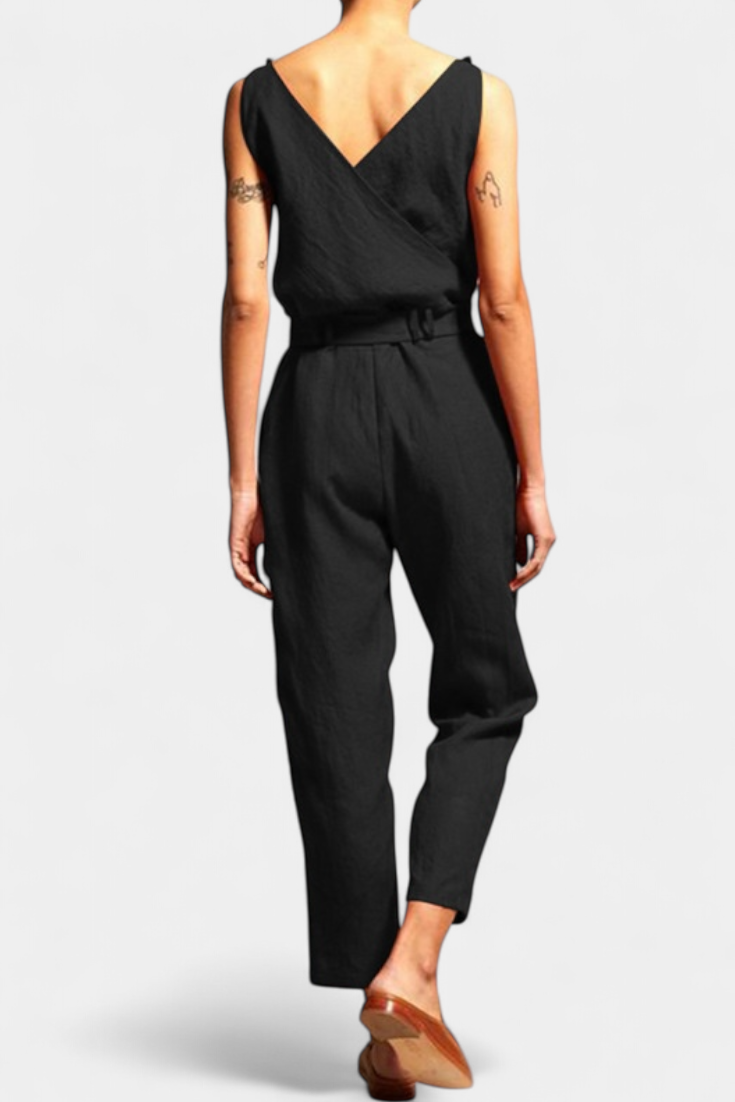 Maggie | Mono Without Sleeves with V-Neck and Crossed Waist in Cotton